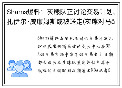 Shams爆料：灰熊队正讨论交易计划，扎伊尔·威廉姆斯或被送走(灰熊对马刺聚胜顽球汇)